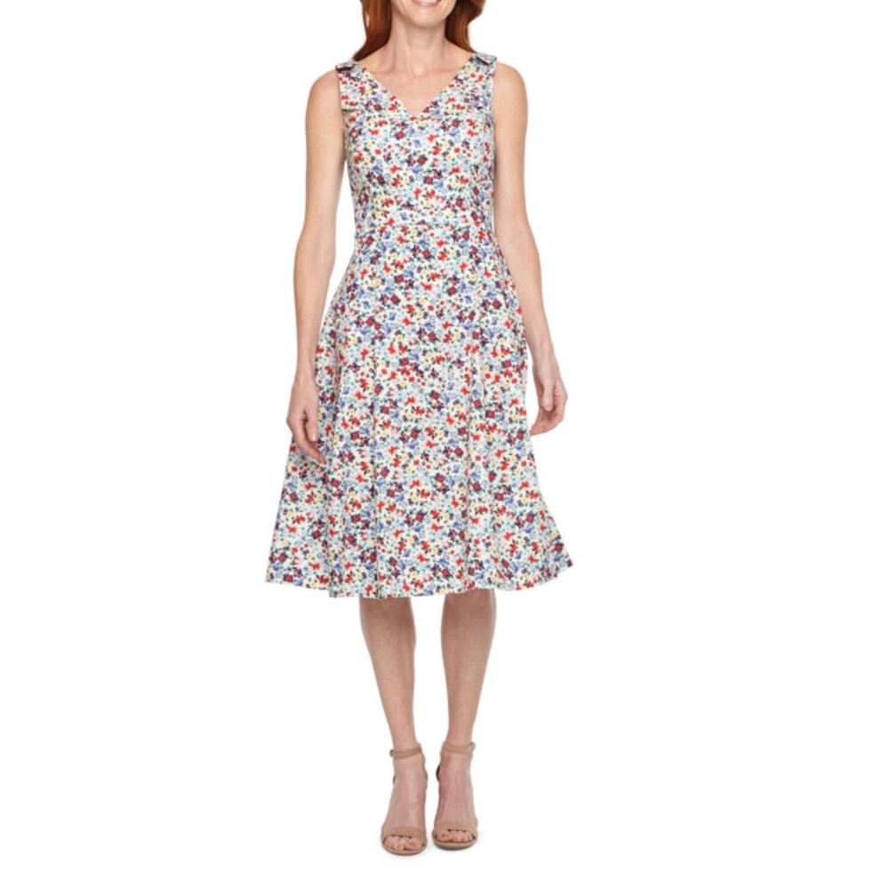 Liz Claiborne Sleeveless Floral Fit & Flare Dress